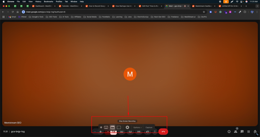 Built-in OS screen recording for Google Meet on Windows and Mac